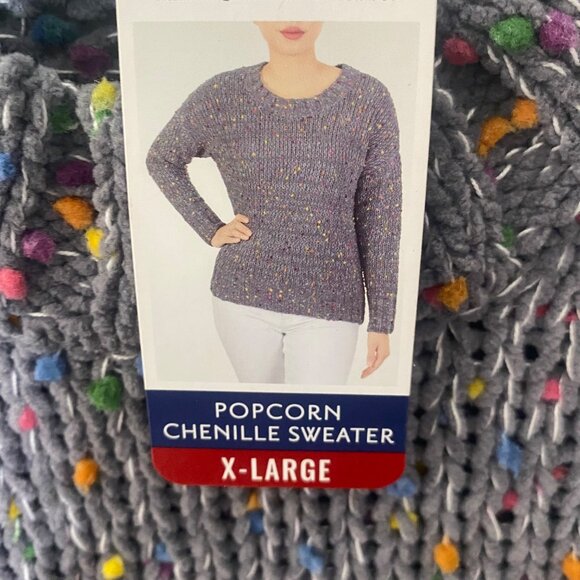 NWT $59 Seven7 Popcorn Chenille Sweater X-Large Grey Confetti Relaxed Boxy Loose - Picture 4 of 9